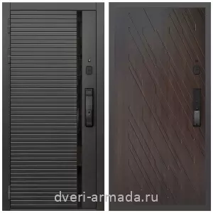Входные двери Йошкар-Ола, Умная входная смарт-дверь Армада Каскад BLACK МДФ 10 мм Kaadas K9 / МДФ 16 мм ФЛ-86 Венге структурный