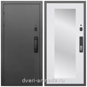 Белые двери с зеркалом, Умная входная смарт-дверь Армада Гарант Kaadas K9/ МДФ 16 мм ФЛЗ-Пастораль, Белый матовый