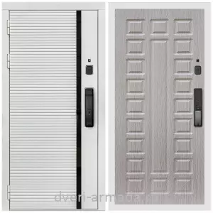 Входные двери с двумя петлями, Умная входная смарт-дверь Армада Каскад WHITE МДФ 10 мм Kaadas K9 / МДФ 16 мм ФЛ-183 Сандал белый