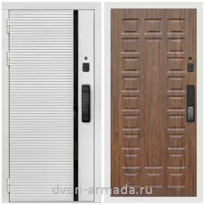 Входные двери с двумя петлями, Умная входная смарт-дверь Армада Каскад WHITE МДФ 10 мм Kaadas K9 / МДФ 16 мм ФЛ-183 Мореная береза