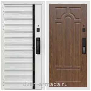 Входные двери с двумя петлями, Умная входная смарт-дверь Армада Каскад WHITE МДФ 10 мм Kaadas K9 / МДФ 16 мм ФЛ-58 Мореная береза