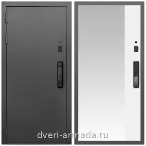 Белые двери с зеркалом, Умная входная смарт-дверь Армада Гарант Kaadas K9/ МДФ 16 мм ФЛЗ-Панорама-1, Белый матовый