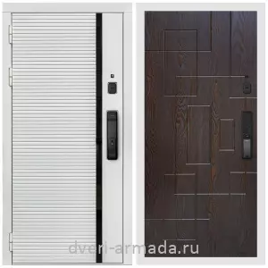 Входные двери с двумя петлями, Умная входная смарт-дверь Армада Каскад WHITE МДФ 10 мм Kaadas K9 / МДФ 16 мм ФЛ-57 Дуб шоколад