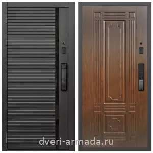 Входные двери с двумя петлями, Умная входная смарт-дверь Армада Каскад BLACK МДФ 10 мм Kaadas K9 / МДФ 16 мм ФЛ-2 Мореная береза