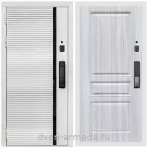 Входные двери с двумя петлями, Умная входная смарт-дверь Армада Каскад WHITE МДФ 10 мм Kaadas K9 / МДФ 16 мм ФЛ-243 Сандал белый