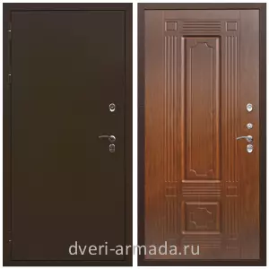 Уличные двери для коттеджа, Дверь входная утепленная для загородного дома Армада Термо Молоток коричневый/ ФЛ-2 Мореная береза