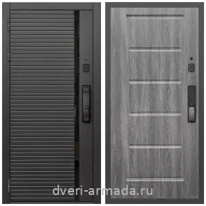 Входные двери Экстра, Умная входная смарт-дверь Армада Каскад BLACK МДФ 10 мм Kaadas K9 / ФЛ-39 Дуб Филадельфия графит
