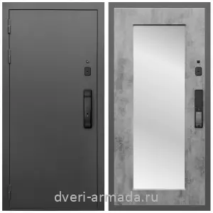 Белые двери с зеркалом, Умная входная смарт-дверь Армада Гарант Kaadas K9/ МДФ 16 мм ФЛЗ-Пастораль, Бетон темный
