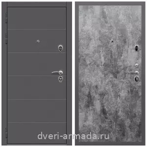 Двери со склада, Дверь входная Армада Роуд МДФ 10 мм / МДФ 6 мм ПЭ Цемент темный