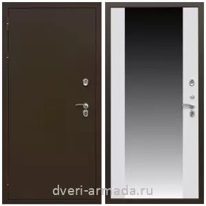 Коричневые входные двери, Металлическая коричневая дверь входная уличная в дом Армада Термо Молоток коричневый/ МДФ 16 мм СБ-16 Белый матовый
