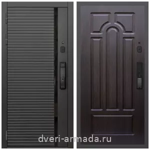 Входные двери с двумя петлями, Умная входная смарт-дверь Армада Каскад BLACK МДФ 10 мм Kaadas K9 / МДФ 16 мм ФЛ-58 Венге
