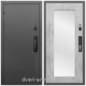 Белые двери с зеркалом, Умная входная смарт-дверь Армада Гарант Kaadas K9/ МДФ 16 мм ФЛЗ-Пастораль, Бетон светлый
