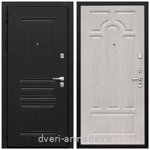 Черные входные двери, Металлическая дверь входная стальная Армада Экстра МДФ 10 мм ФЛ-243 Черная шагренье / МДФ 6 мм ФЛ-58 Дуб беленый с минеральной ватой