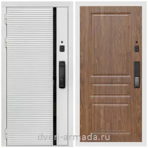 Входные двери с двумя петлями, Умная входная смарт-дверь Армада Каскад WHITE МДФ 10 мм Kaadas K9 / МДФ 16 мм ФЛ-243 Мореная береза