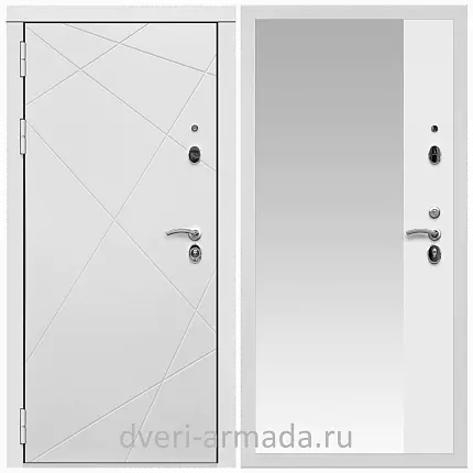 Дверь входная Армада Тесла МДФ 16 мм / МДФ 16 мм ФЛЗ Панорама-1 Белый матовый