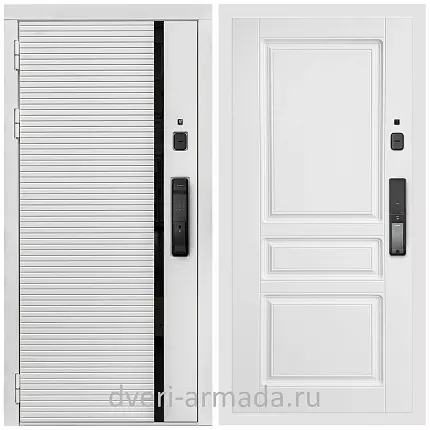 Умная входная смарт-дверь Армада Каскад WHITE МДФ 10 мм Kaadas K9 / МДФ 16 мм ФЛ-243 Белый матовый