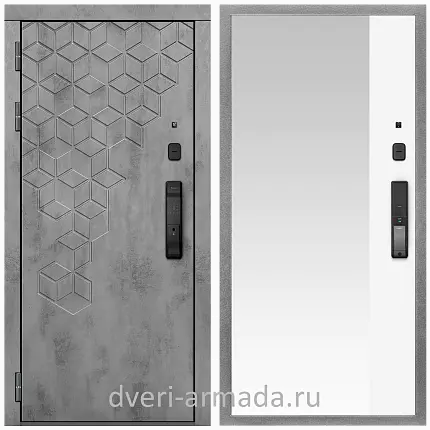 Дверь входная Армада Квадро МДФ 16 мм Kaadas K9 / МДФ 16 мм ФЛЗ Панорама-1 Белый матовый