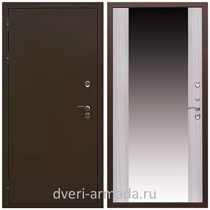 Дверь входная уличная в дом Армада Термо Молоток коричневый/ МДФ 16 мм СБ-16 Сандал белый