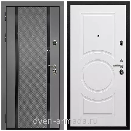 Дверь входная Армада Престиж Черная шагрень МДФ 16 мм Графит абсолют софт / МС-100 Белый матовый